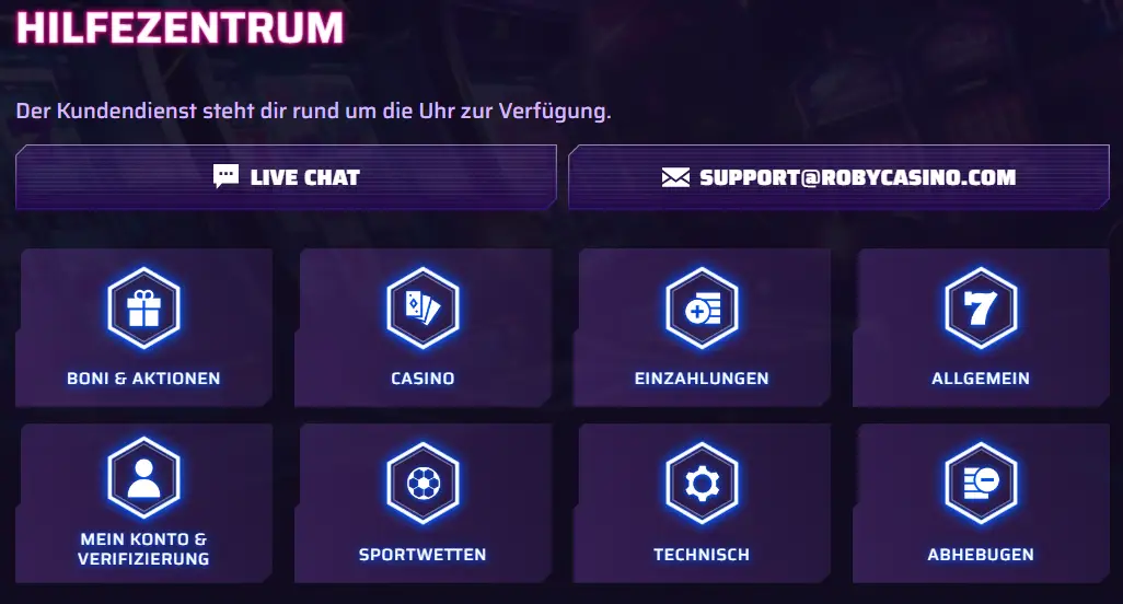 RobyCasino Support